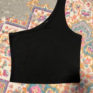 Double Zero one shoulder Crop Top Black